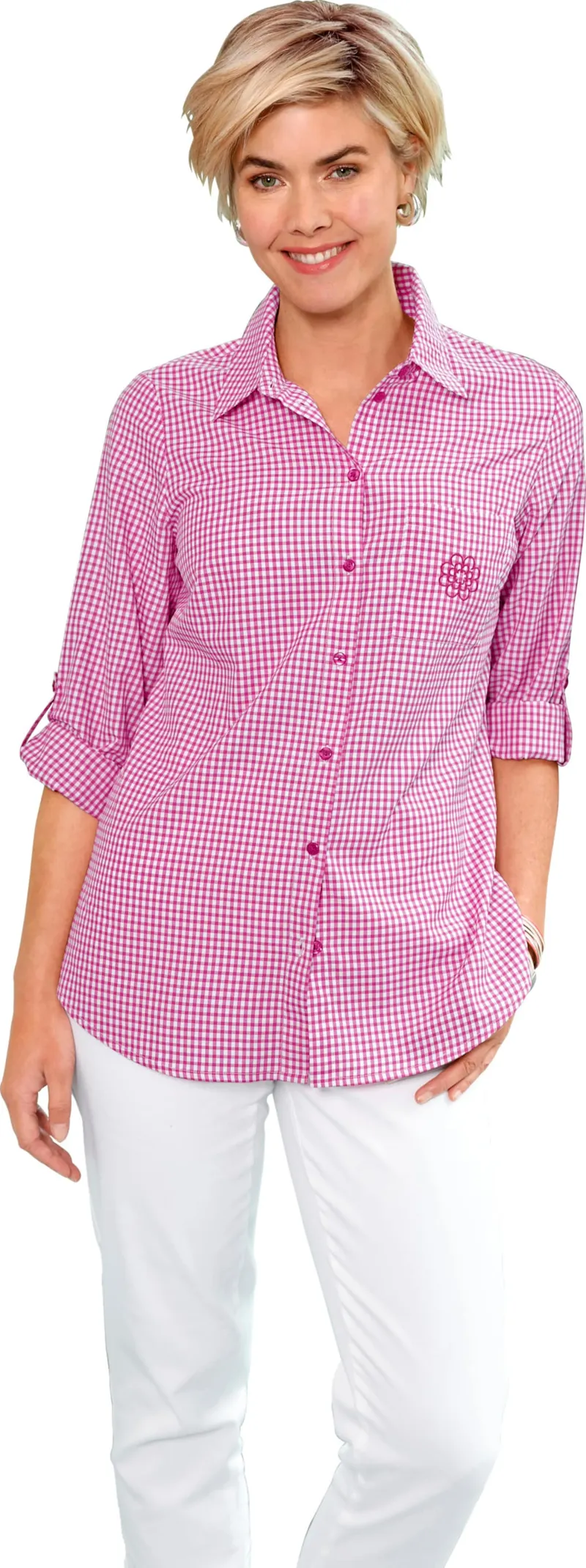 Witt Longbluse fuchsia-weiß-kariert, Fuchsia-weiß-kariert, – Produktbild 3 von 3