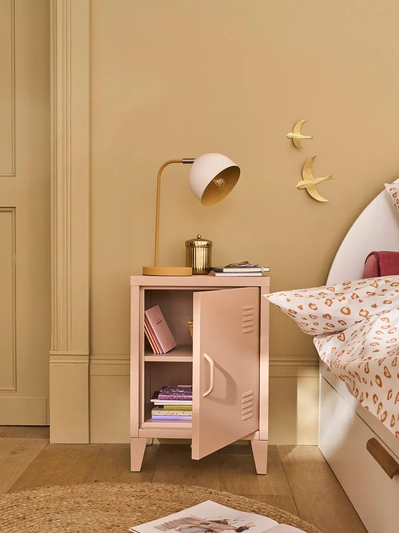 Vertbaudet Vertbaudet Kinderzimmer Nachttisch aus Metall mit Tür, Rosa, – Produktbild 2 von 3