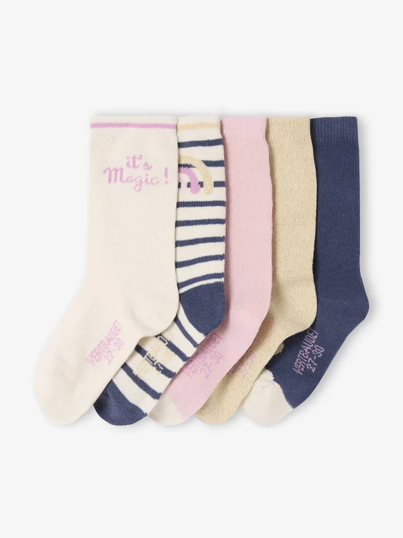 Vertbaudet 5er-Pack Socken EINHORN, Marine, – Produktbild 1 von 3