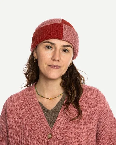 MATONA Matona Fischermütze | Fisherman Beanie | aus Wolle und Baumwolle | GOTS-zertifiziert, Rose - cranberry, – Produktbild 2 von 4