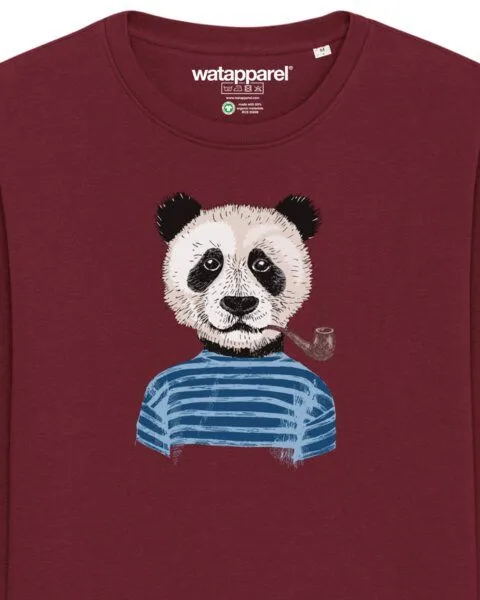 watapparel watapparel Sweatshirt Unisex Panda, Burgundy, – Produktbild 3 von 4