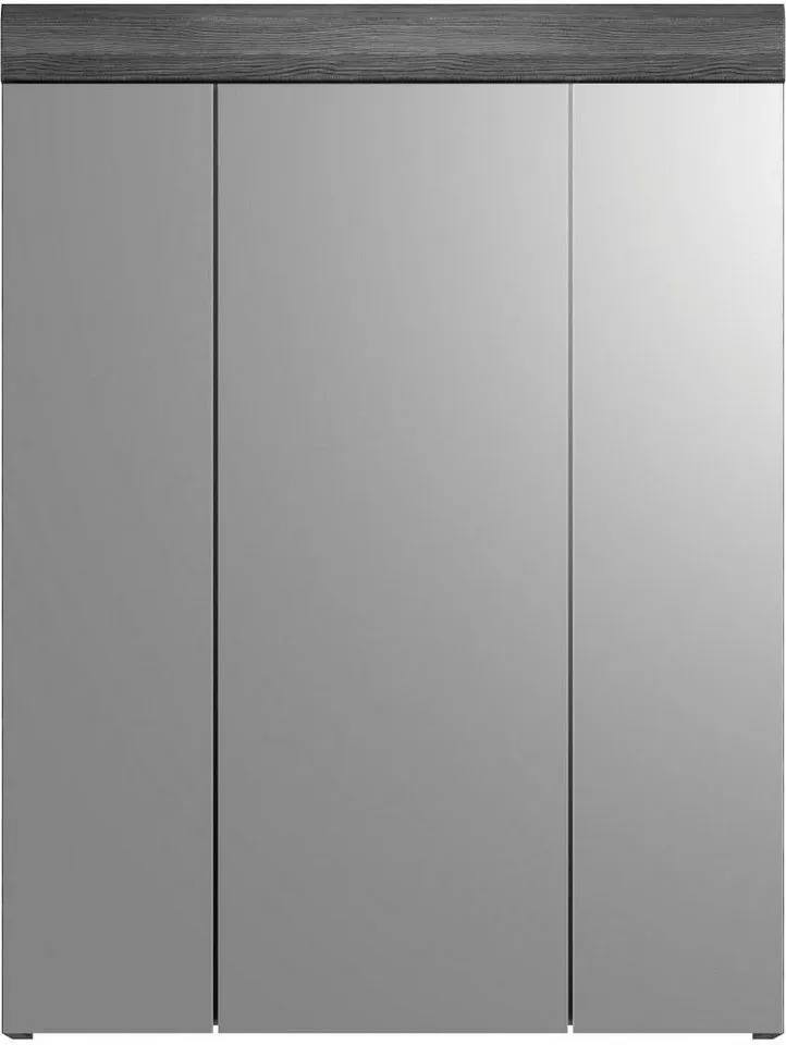 welltime Badmöbel-Set SIENA, 2 tlg., bestehend aus: Waschbeckenunterschrank, Spiegelschrank, (Set, 2-St., TOPSELLER), in verschiedenen Farben erhältlich, Badmöbel, Kombination, Badezimmer, Grau|silberfarben, – Produktbild 5 von 5