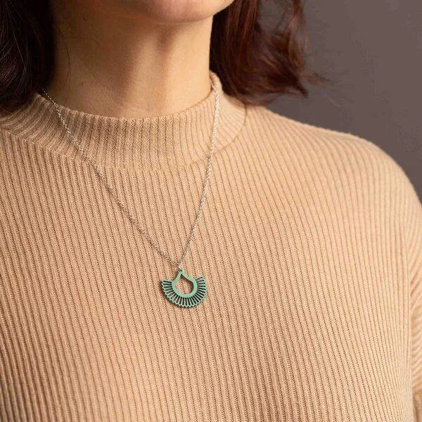 feinformart feinformart Kette mit Holzanhänger 'Boho', Aquamarin (türkis), – Produktbild 2 von 4