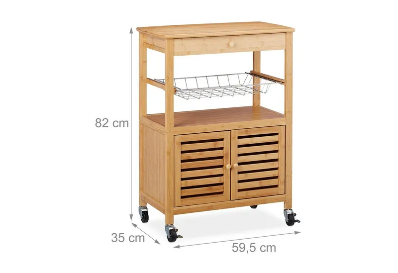 RELAXDAYS RELAXDAYS Küchenwagen aus Bambus, (1 St), Braun|silberfarben, – Produktbild 4 von 5