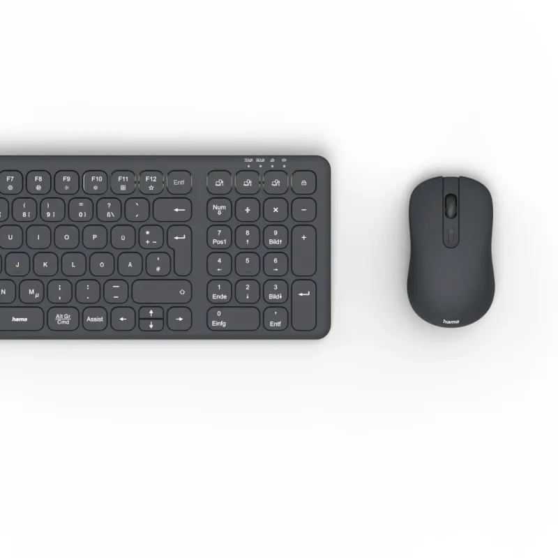 Hama Hama Multi-Device-Tastatur-Maus-Set "WKM-300", kabellos, Funkt/BT, SW, QWERTZ DE – Produktbild 4 von 6