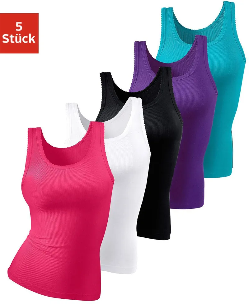 petite fleur by Lascana Unterhemd pink, weiß, schwarz, lila, türkis, Pink, weiß, schwarz, lila, türkis, – Produktbild 2 von 2