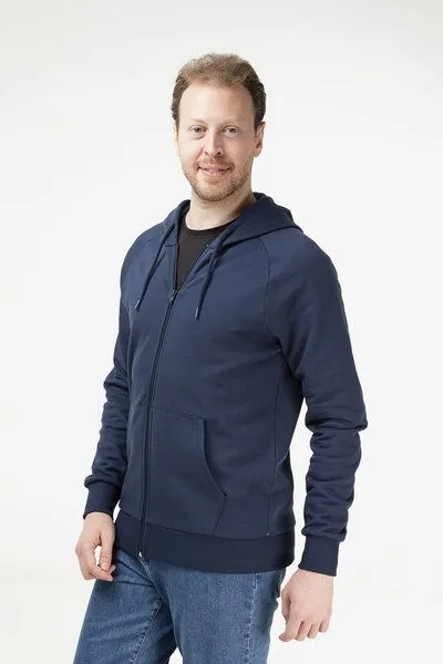 Evermind Evermind Unisex Kapuzenjacke aus Bio-Baumwolle, Dunkelmarine, – Produktbild 2 von 4