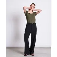 JAN N JUNE JAN N JUNE T-Shirt ARIMA gerippt aus Lyocell (Tencel®), Dark olive, – Produktbild 1 von 1