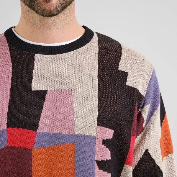 Dedicated DEDICATED Herren Strickpullover Sweater MORA Abstract Chaos, Multicolor, – Produktbild 3 von 3
