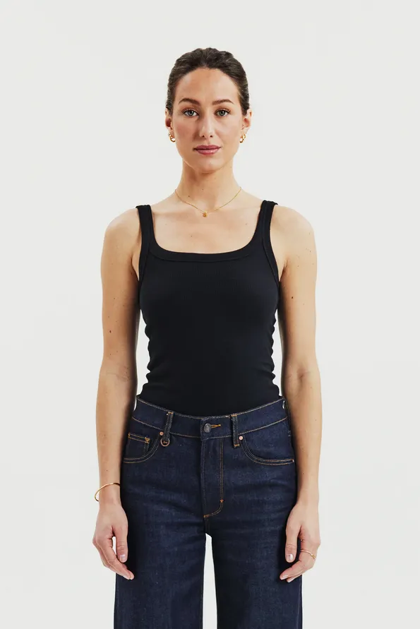 Bread & Boxers Top Modell: Singlet Ribbed GOTS, Black, – Produktbild 1 von 1