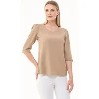ORGANICATION ORGANICATION 3/4-Arm Bluse aus LENZING ECOVERO und Leinen, Natur(beige), – Produktbild 1 von 1