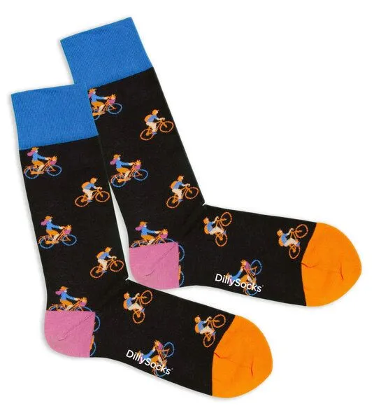 DillySocks DillySocks Socken Bikes at Night aus Biobaumwoll-Mix, Schwarz, – Produktbild 2 von 3