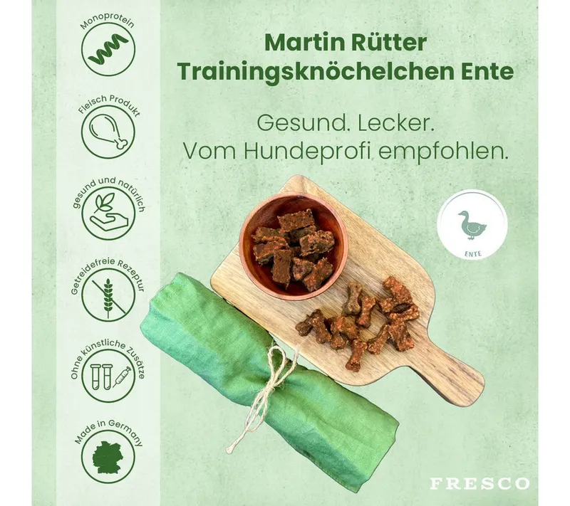 Fresco Dog Martin Rütter Trainingsknöchelchen 1kg Hunde Leckerli, Ente, Snack für: Hunde, Getreidefrei, zuckerfrei, hoher Fleischanteil – Produktbild 2 von 5