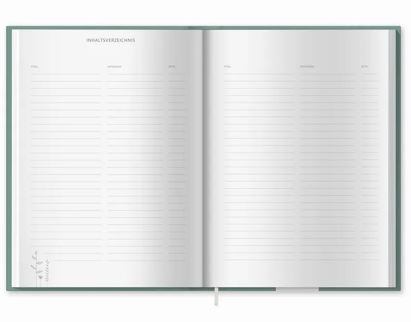 Eine der Guten Verlag Notizbuch Rezeptbuch - Meine liebsten Rezepte, mint, Großes A4 DIY Kochbuch zum Selberschreiben, Handlettering, Hardcover, Grün|rosa, – Produktbild 3 von 4