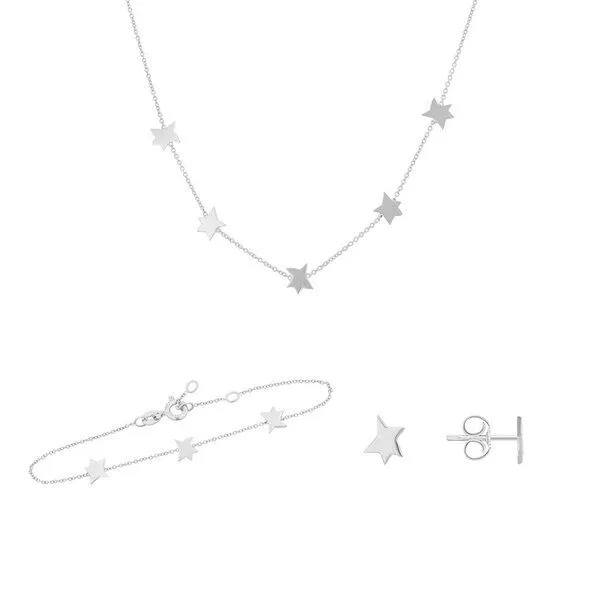 Eppi Eppi Silbernes Schmuck-Set mit Anhängern Der kleine Prinz, Weiss, – Produktbild 1 von 4