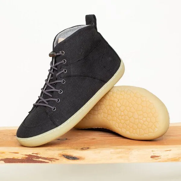 nahtur-design nahtur-design Barfußschuhe aus Bioleinen oder Loden, knöchelhoch, unisex, Schwarz, – Produktbild 3 von 5