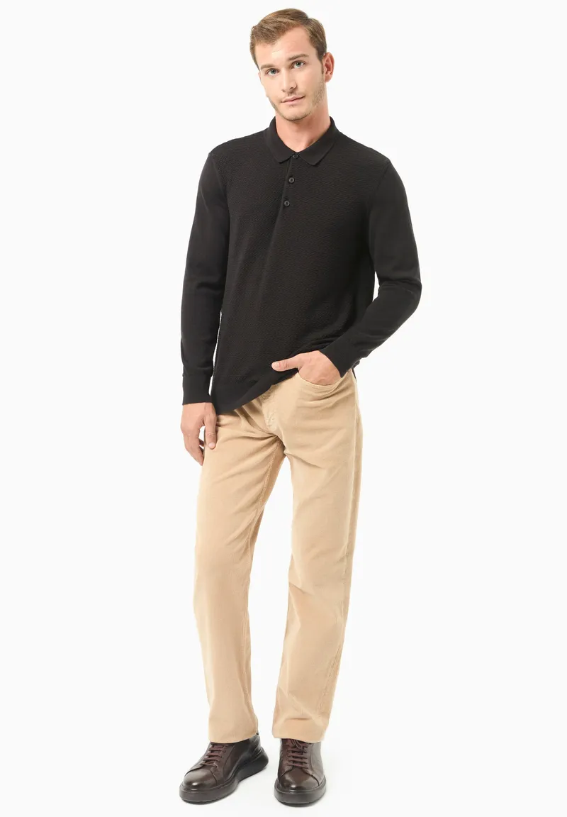 ORGANICATION ORGANICATION Herren vegan Pullover Polo Kragen Schwarz, Schwarz, – Produktbild 1 von 2