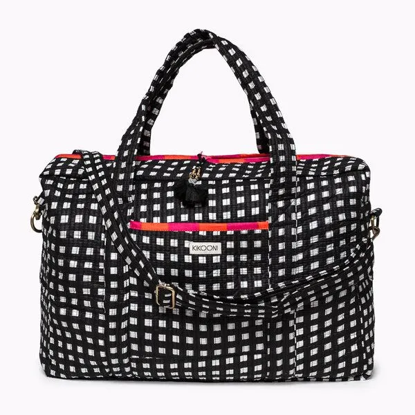 KIKOONI KIKOONI handgefertigte große Reisetasche TRAVELER BAG, "happy checks" black, – Produktbild 1 von 4