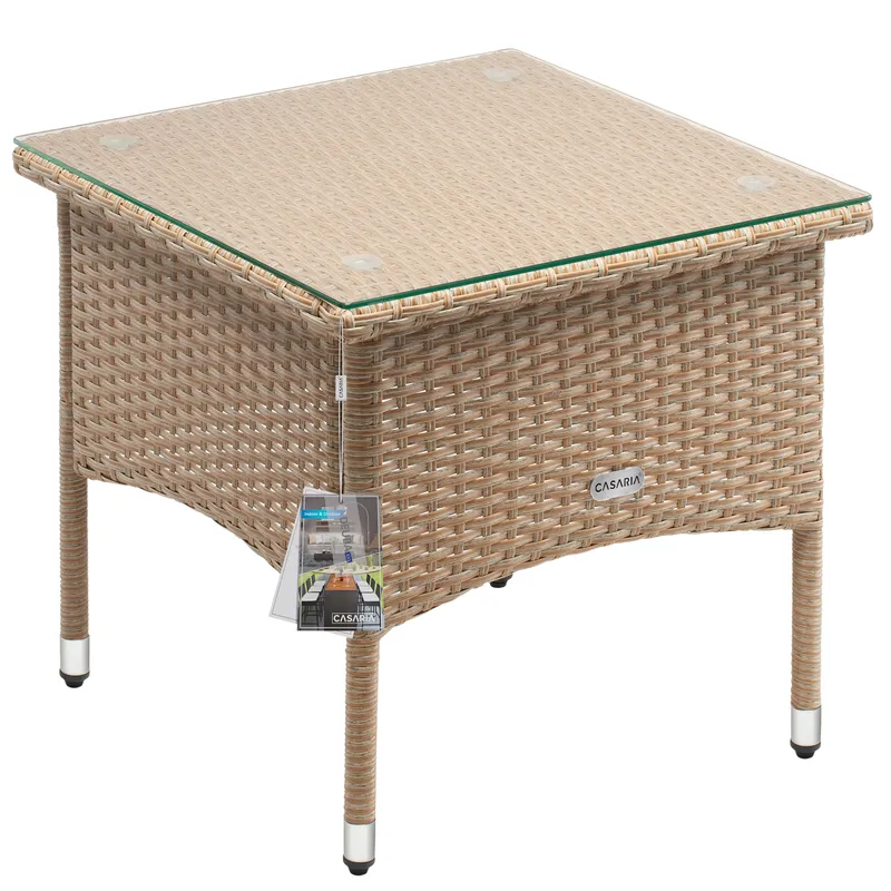 Casaria® Polyrattan Beistelltisch Grau-Beige 50x50x45cm, Grau, – Produktbild 1 von 2