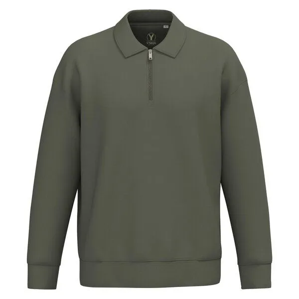 YTWOO YTWOO Unisex-Sweatshirt mit Zipper und Polokragen, Organic khaki, – Produktbild 1 von 4