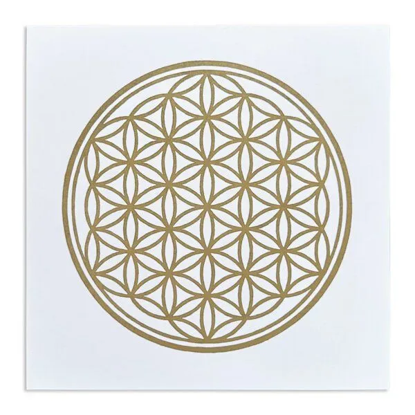 Veskor Cassiopeia Veskor Cassiopeia BLUME DES LEBENS I | Goldener Heilige Geometrie Linoldruck | 20 × 20 cm, Weiss, – Produktbild 1 von 3