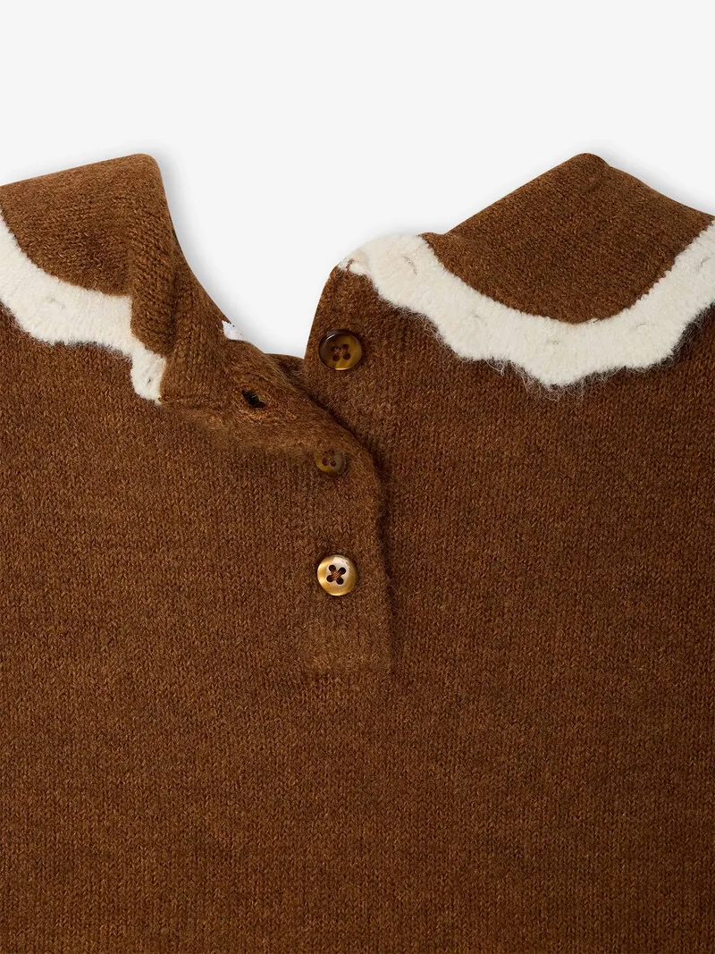 Vertbaudet Vertbaudet Pullover mit Bubikragen Baby, Braun, – Produktbild 3 von 3