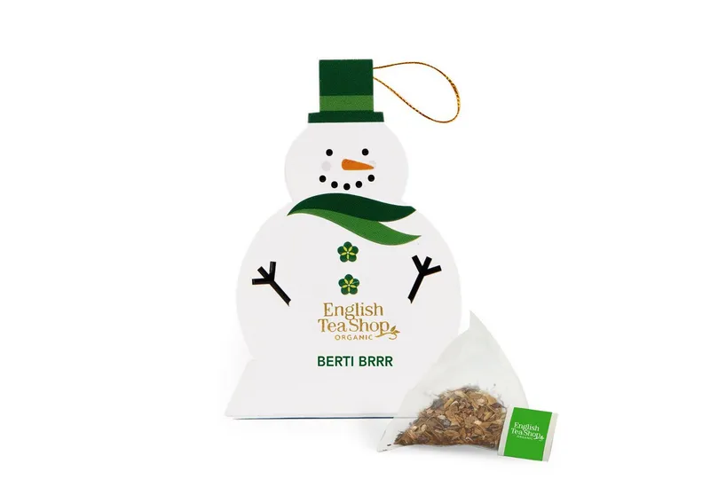 English Tea Shop English Tea Shop Tee ETS - Schneemann "Berti Brrr", BIO-Tee, 1 Pyramidenbeutel, milder Rooibos mit Erdbeernote und Gewürzen – Produktbild 1 von 3