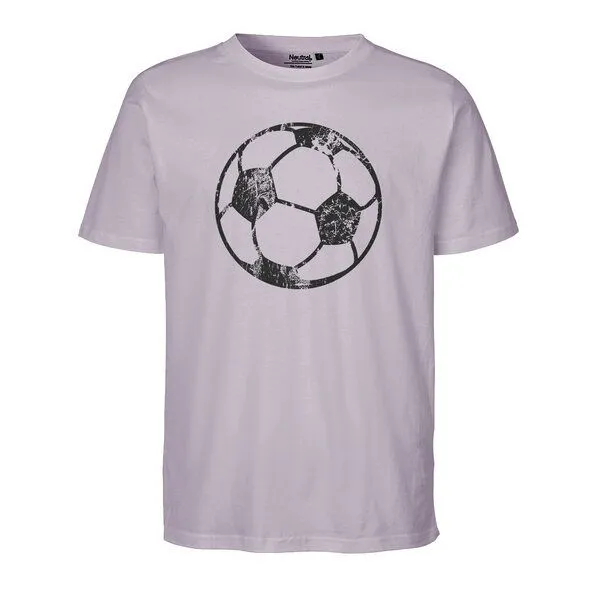 HANDGEDRUCKT HANDGEDRUCKT "Fußball" Unisex T-Shirt aus reiner Baumwolle (kbA), Dusty purple, – Produktbild 1 von 3