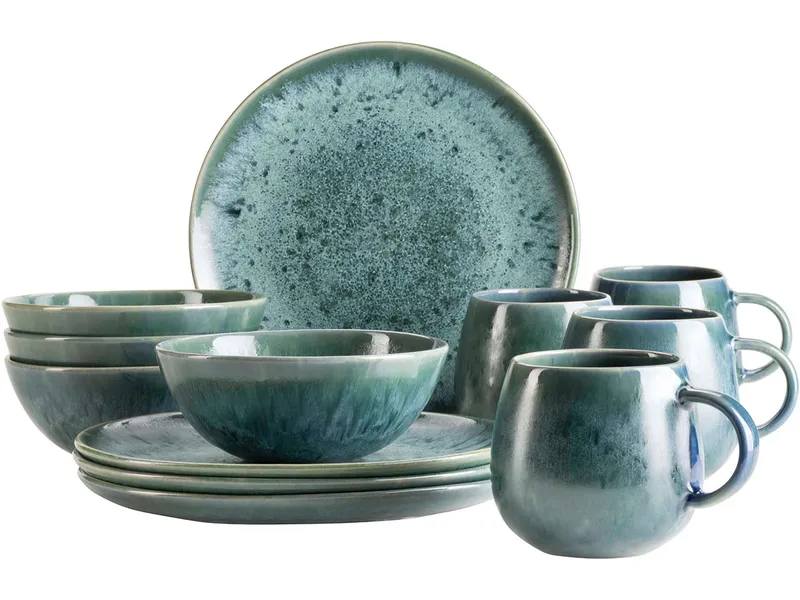 Mäser Mäser Frühstück Set 12-tlg. "Carellia" Steinzeug, Blau, – Produktbild 1 von 5