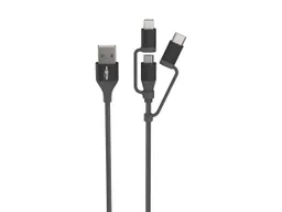 Ansmann 3in1 Ladekabel USB-A auf Micro-USB, USB-C, Lightning, 1,2 m, schwarz – Produktbild 1 von 1