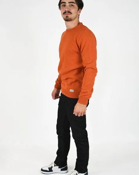 Aatise Aatise Rundhals Herrenpullover Zyclos aus recycelter Wolle, Orange, – Produktbild 4 von 4