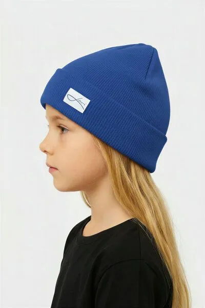 Lou-i Lou-i Kindermütze mit Umschlag Merinowolle Beanie, Royalblau, – Produktbild 2 von 3