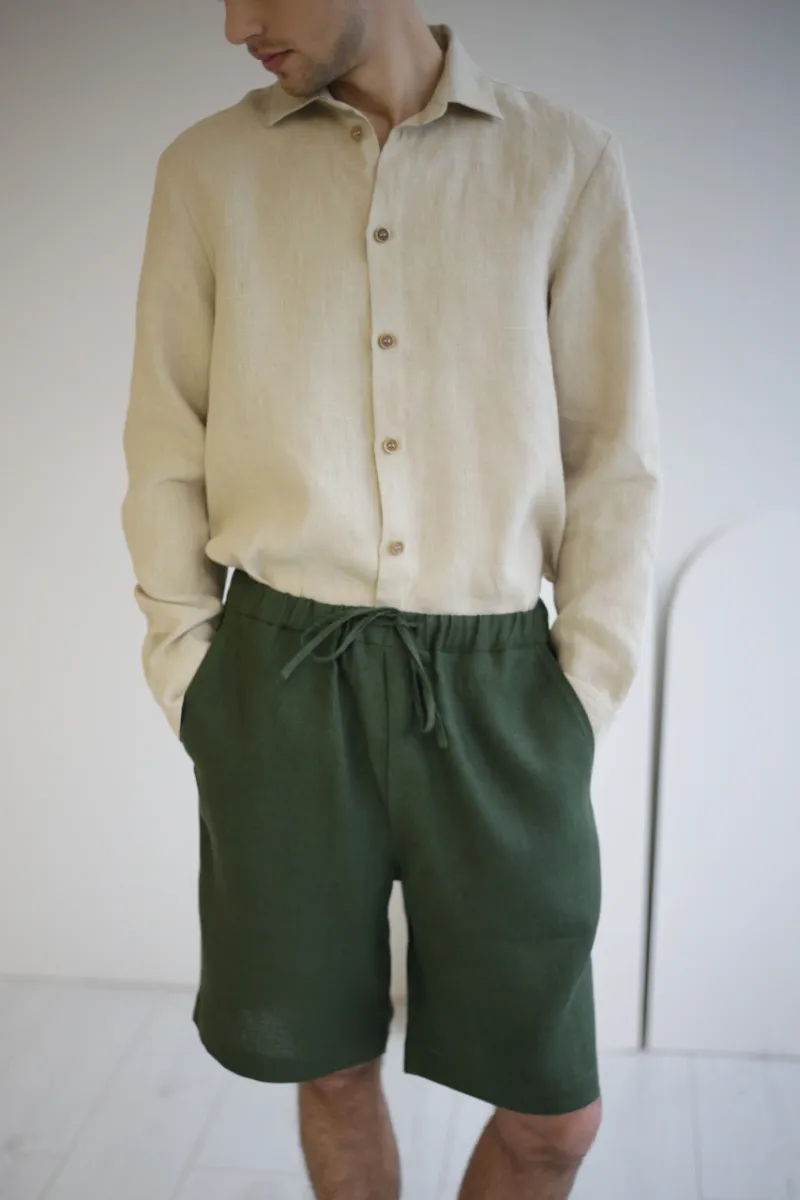 Amber Linen Amber Linen Herren vegan Kurze Hose Miami Waldgrün, Dunkelgrün, – Produktbild 2 von 2