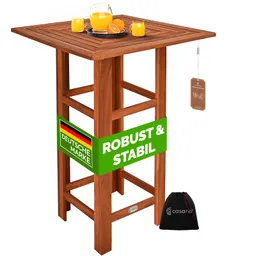 Casaria® Stehtisch Akazienholz quadratisch 75x75x110cm stabil Braun – Produktbild 1 von 1