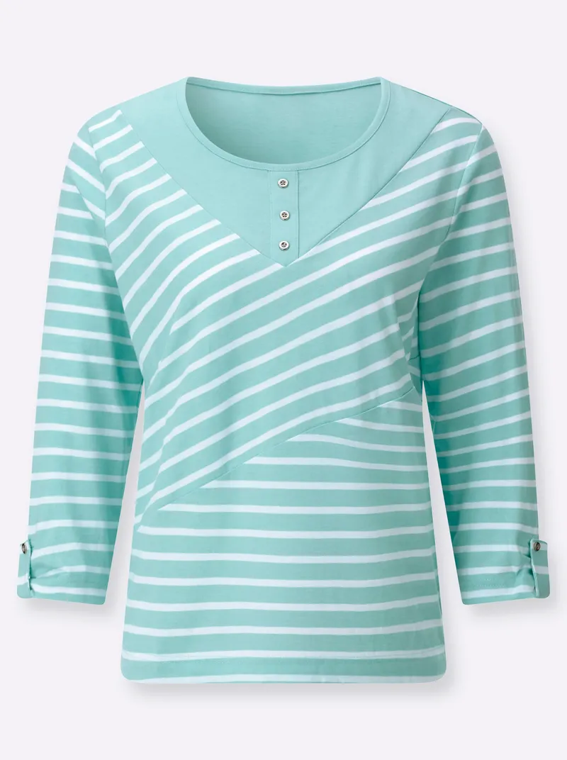 Witt Ringelshirt mint-ecru-gemustert, Mint-ecru-gemustert, – Produktbild 1 von 2