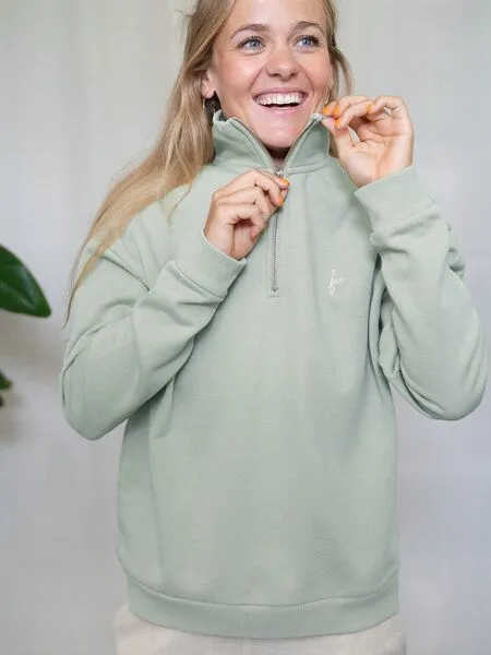 FUXBAU FUXBAU Frauen fux Half Zip Sweater, Mint, – Produktbild 2 von 4