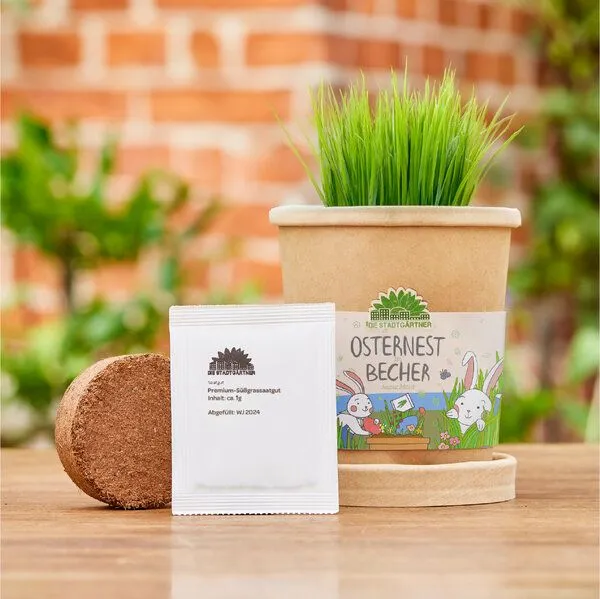 Die Stadtgärtner Die Stadtgärtner Osternest aus dem Becher I Ostergeschenk für Kinder I Geschenk für den Frühling und Garten I Osternest und Osterkörbchen I Ostergras – Produktbild 4 von 4
