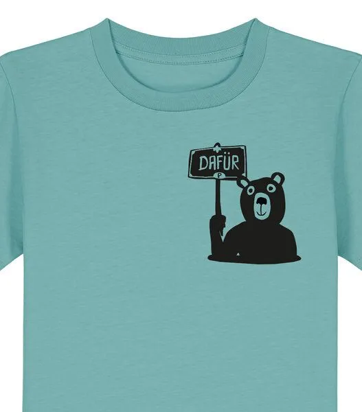 päfjes päfjes Der Bär ist DAFÜR! Du auch? - Kinder T-Shirt aus Bio Baumwolle Fair - Siebdruck, Teal monstera (mint), – Produktbild 1 von 3