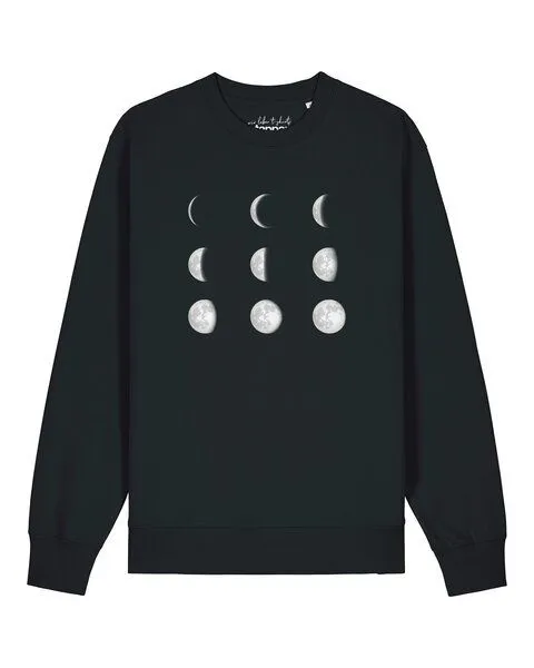 watapparel watapparel Sweatshirt Unisex Moonphases, Black, – Produktbild 1 von 2