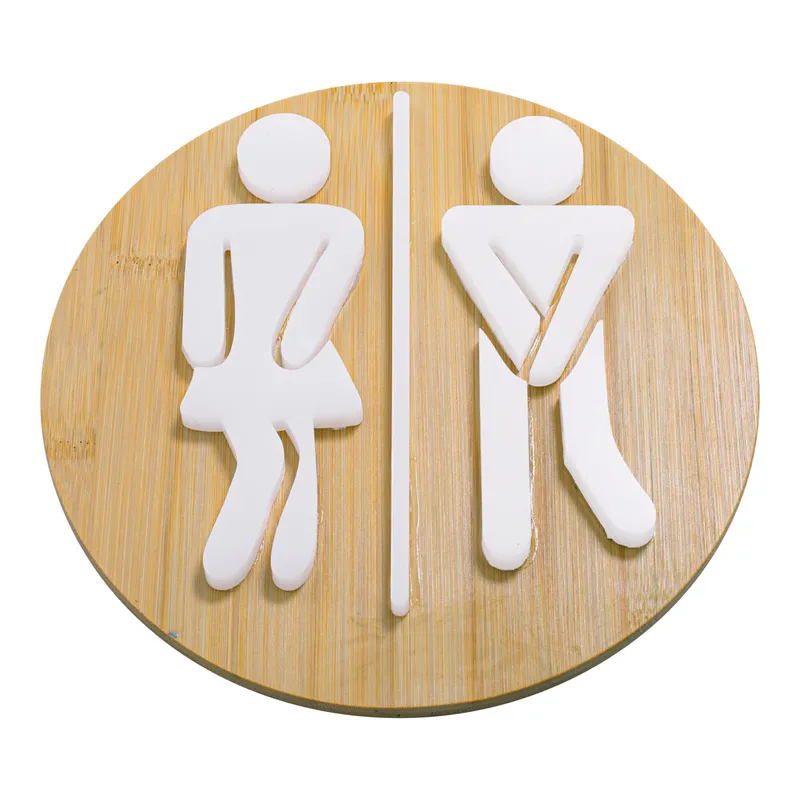 viva domo viva domo Bambus-Türschild „WC“, Braun | weiss, – Produktbild 1 von 3