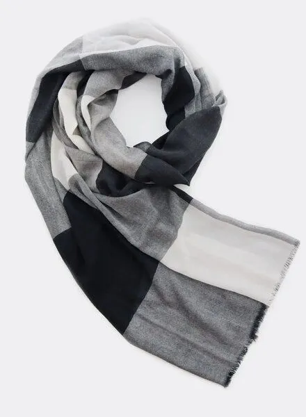 Djian Djian Schal aus Merino-Wolle – KARO – mulesingfrei, Schwarz / weiß / grau, – Produktbild 2 von 4