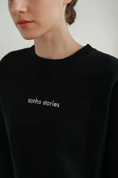 Sonho Stories Sonho Stories Unisex Sweater mit lockerer Passform aus Bio-Baumwolle schwarz – Produktbild 2 von 4