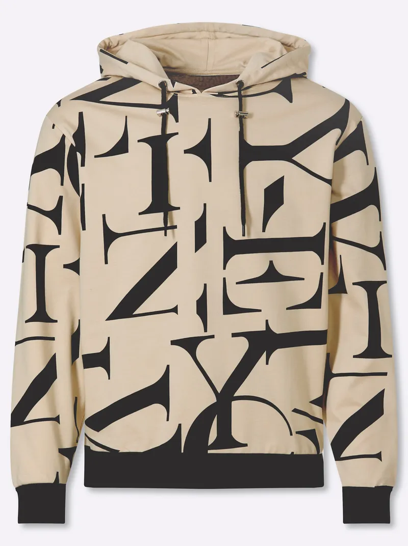 marco donati Hoodie, Sand-schwarz-bedruckt, – Produktbild 1 von 2