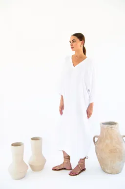 Neu Nomads Neu Nomads Damen vegan Kleid Kaftan Isla Weiß – Produktbild 1 von 1