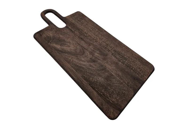 Meinposten Servierbrett Holzbrett Schneidebrett braun 55x25 Dekobrett Kerzenbrett Mangoholz, Mangoholz, mit Griff, Braun, – Produktbild 5 von 5
