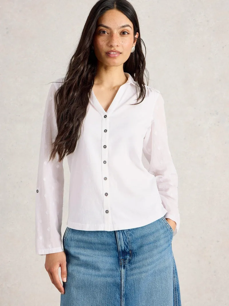 White Stuff Bluse Annie aus Material-Mix - 50, Blasses elfenbein, – Produktbild 3 von 4