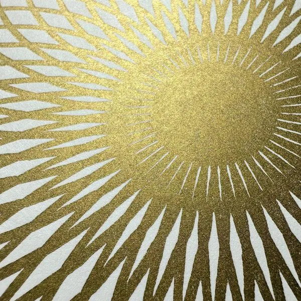 Veskor Cassiopeia Veskor Cassiopeia LOTUS DES LEBENS Heilige Geometrie Linoldruck | 50 × 50 cm | Gold auf Weiß – Produktbild 2 von 4