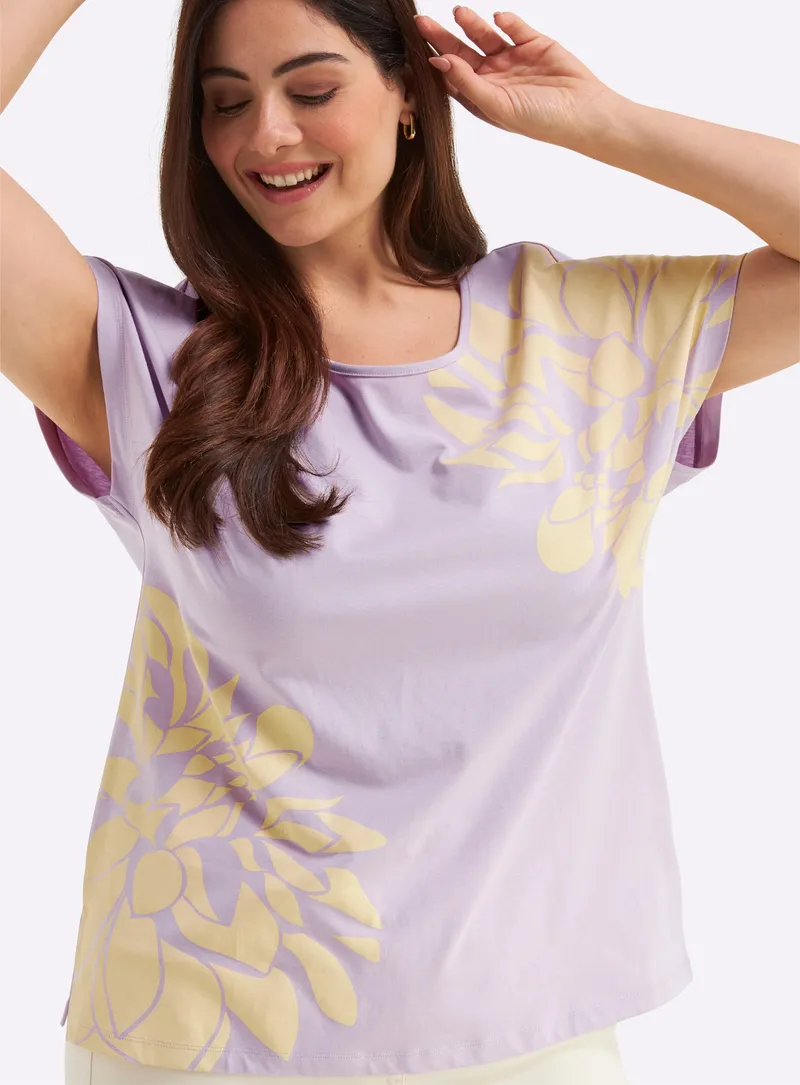 sheego Rundhalsshirt flieder-vanille-bedruckt, Flieder-vanille-bedruckt, – Produktbild 2 von 2