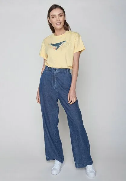 GreenBomb GREENBOMB Animal Whale Dive Stop - Lässiges T-Shirt aus Bio-Baumwolle / hochwertiger Print / Fair & Vegan, Gelb (lemon ), – Produktbild 4 von 4