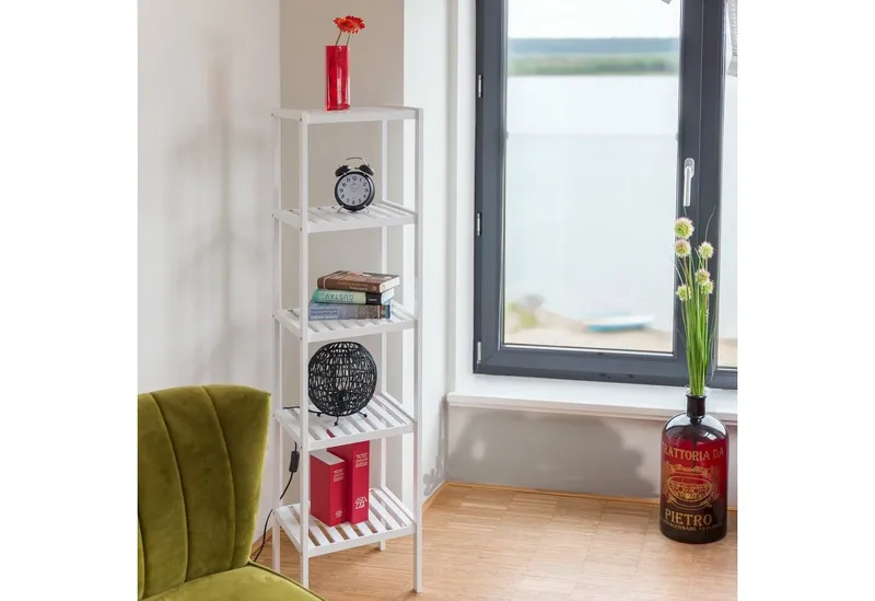 RELAXDAYS RELAXDAYS Badregal Bambus Badregal weiß, 1-tlg., Weiß, – Produktbild 2 von 4